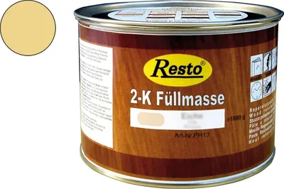 Produktbild von Resto 2K Füllmasse 500g Eiche hell, 2K Spachtel, Holzkitt, Holzspachtel auf Polyesterbasis, schnell trocknend, beizbar, überstreichbar