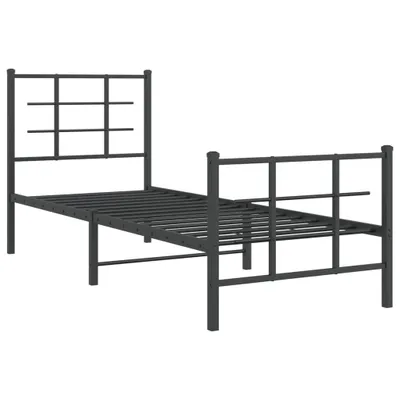 Obrázek produktu pro Kovový rám postele s hlavovým a nožním čelem černý 75 x 190 cm