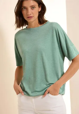 Zdjęcie produktu dla CECIL T-shirt "Koszula z ozdobnymi kamieniami", B323371, zielony matcha, rozmiar S