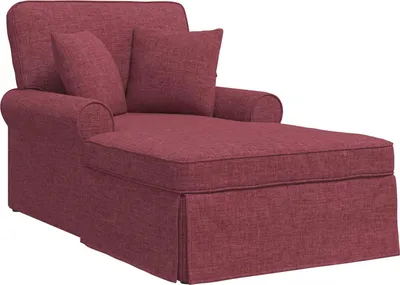 Image de vidaXL Chaise longue avec jupe et coussins 3 pièces, tissu bordeaux