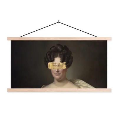 Produktbild von MuchoWow® Textilposter Kunst - Farbe - Gelb 60x30 cm mit holzfarbenen Rahmen - Dekoration