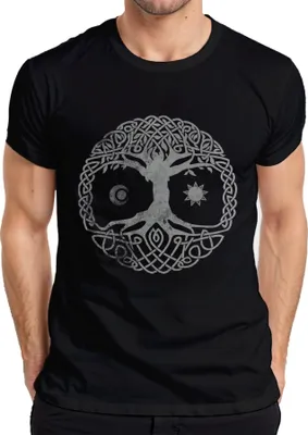 Produktbild von Keltischer Baum des Lebens Mond Sonne keltische Knoten Yggdrasil Herren T-Shirt, Schwarz, M