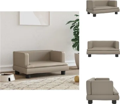 Zdjęcie produktu dla vidaXL Legowisko dla psa cappuccino brązowe 60x40x30 cm imitacja skóry  - Legowiska dla psów