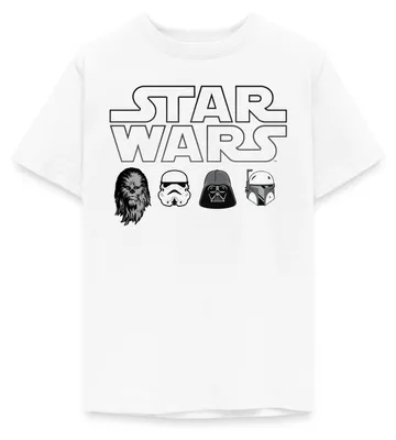 Produktbild von Star Wars Chewbacca Stormtrooper Darth Vader Icons Teenager T-Shirt, 134/146 (9-11 Jahre), Weiß