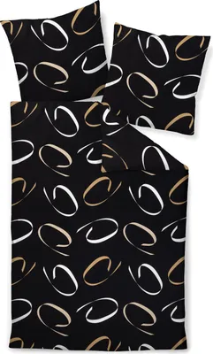 Produktbild von Janine Design Bettwäsche-Garnitur Mako-Satin 87102 J. D. Farbe schwarz beige Größe 155x220+80x80