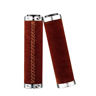 Produktbild von ROCKBROS Fahrradgriffe Anti-Rutsch Lenkergriffe Leder Double-Lock 22,2mm Braun