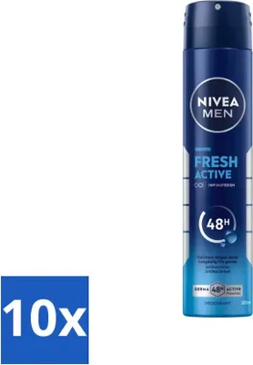 Produktbild von Nivea - Deo Spray XL - Fresh Active - 48 Stunden Langzeitwirkung - 200 ml - Vorteilspack - 10 Stücke