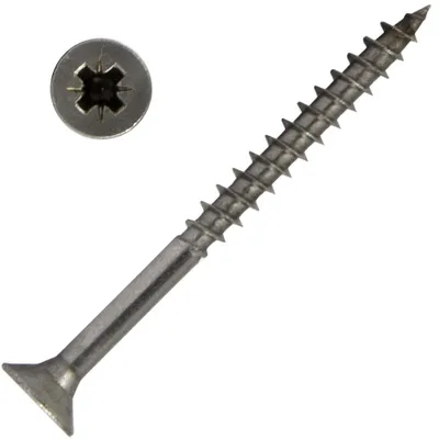 Produktbild von AG-BOX Spanplattenschrauben 4x80/50 Kreuzschlitz POZI "Z" (Teilgewinde), Senkkopf, Edelstahl A2, 200 Stück