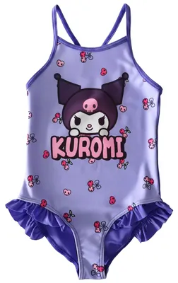 Produktbild von Hello Kitty Kuromi Badeanzug mit Rüschen für Mädchen - Kinder Schwimmanzug Einteiler Lila 110-116