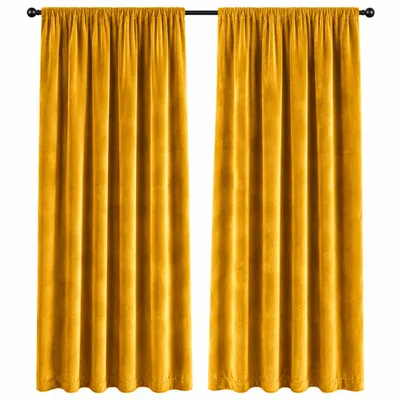 Produktbild von Vorhang Samt Blickdicht mit Kräuselband 140x245 Vorhänge Gardine Gardinen mit Universalbandaufhängung Senfgelb 1er Pack, KI-generiertes Bild