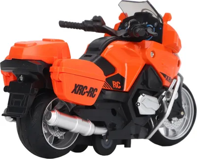 Image de Échelle 1:16, moto jouet, alliage, son, lumière, modèle portable éducatif pour enfants, orange