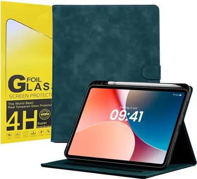 Produktbild von LBH Tablet Schutzhülle + 2x 4H Displayfolie für Apple iPad Air 6. Gen 11 Zoll Cover Case Schutz Tablet Farbe: Petrol