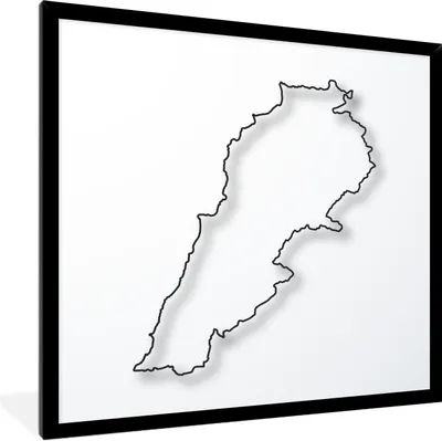 Produktbild von MuchoWow® Gerahmtes Poster Illustration der Karte des Libanon mit schwarzer Linie 40x40 cm - Poster mit Schwarzem Bilderrahmen Wandposter Rahmen Foto Bilder - Mit Rahmen - Wanddekoration Schlafzimmer