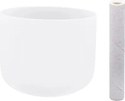 Produktbild von Herzförmige Kristall-Klangschale - Mattierter Quarzkristall - 20 cm Durchmesser - Perfekter Klang - Für Meditation - Mit Gummiring