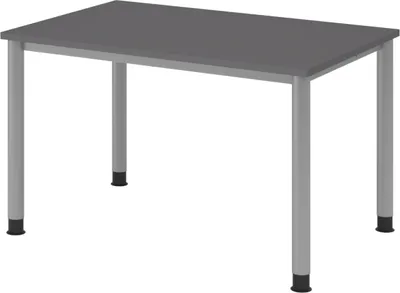 Produktbild von bümö Schreibtisch Serie-H - Gestell: Silber, Größe:  120 x 80 cm, Nachbildung: Graphit