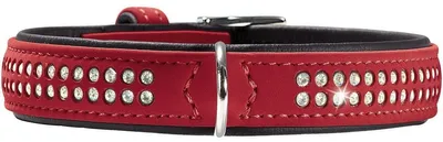 Immagine prodotto di Collare Hunter Softie Deluxe 40 in Similcuoio nubuk rosso/nappa nera, 28-34 cm