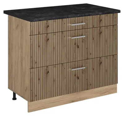 Imagen del producto de Mueble bajo de cocina Vicco R-Line Roble artesanal/Roble dorado 100 cm encimera Antracita, Model 71610