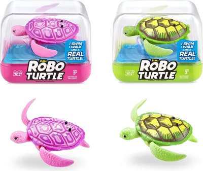 Produktbild von ZURU 71100B - Robo Alive Schwimmende Schildkröten in Grün & Pink - Elektronische Haustiere (2er Set)