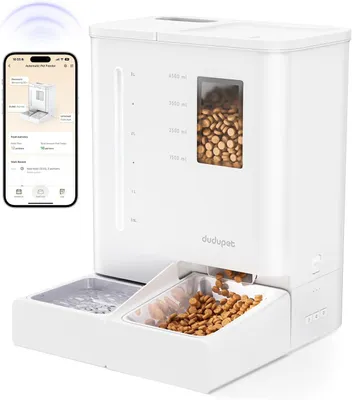Image de Distributeur automatique 2-en-1 pour nourriture et eau, d'une capacité de 5 litres pour la nourriture et 4 litres pour l'eau, pour chats