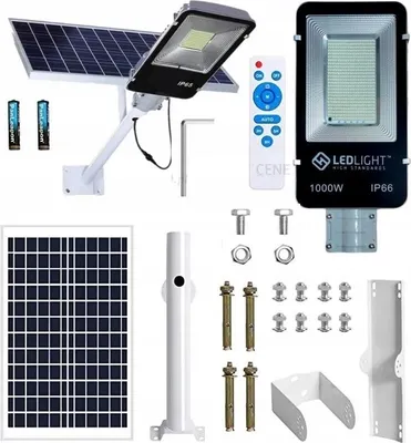 Image de Grand Lampadaire Solaire À Led Pour L'extérieur, Capteur De Lumière Puissant De 1000 W