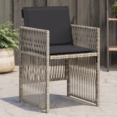 Produktbild von Möbel Gartenstühle mit Kissen 4 Stk. Hellgrau Poly Rattan - Gartenstühle 364971