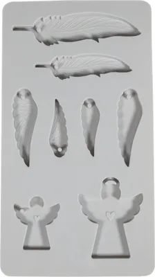 Produktbild von Rayher Silikon Gießform Engel + Flügel, 26x14,5x1cm, 8 Formen, Box 1Stück