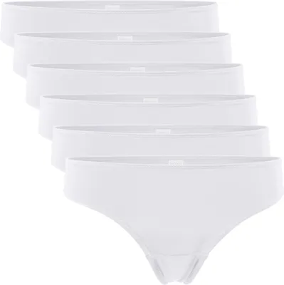 Produktbild von Celodoro Damen String Tanga (6er Pack), Mini-Slips aus Quick Dry-Fasern - Weiß M