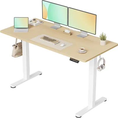 Zdjęcie produktu dla Biurko z regulacją wysokości 140x60 cm, elektryczne, funkcja pamięci, zabezpieczenie przed kolizją