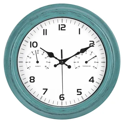 Image de Horloge Murale Rétro Vintage Étanche IvoQ avec Thermomètre Intégré – Parfait pour l'Intérieur et l'Extérieur – Silencieuse & Élégante