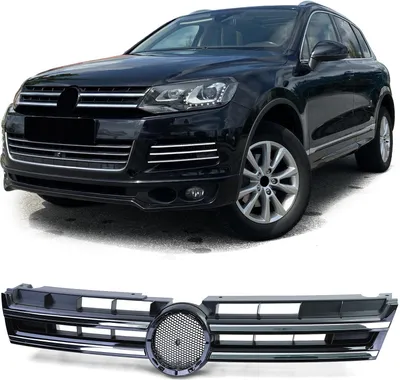 Obrázok produktu pre Mriežka chladiča BLACK GLANZ s chrómovými pruhmi 7P6853651A pre VW Touareg II 7P od