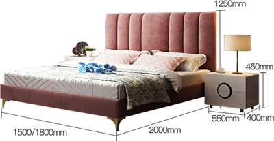 Immagine prodotto di Letto imbottito design letti matrimoniali hotel matrimonio camera da letto in pelle 180x200cm