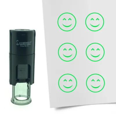 Produktbild von CombiCraft Selbstfärbender Stempel 'Lachender Smiley' in der Farbe Grün, Ø10mm