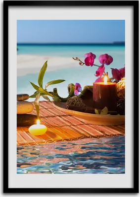 Produktbild von Bild - Bilderrahmen - 50 cm x 70 cm - MDF - Rahmen - Wandkunst Orchidee und Bambus