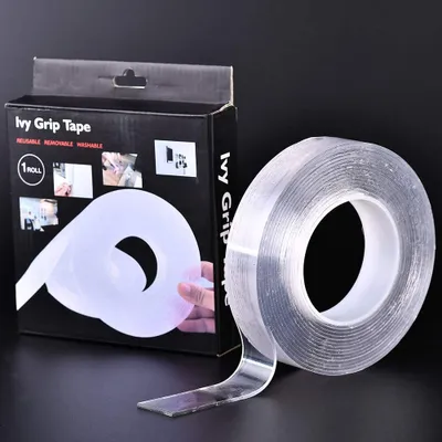 Produktbild von U. Uberlux Grip Tape, doppelseitiges Klebeband, sticky Tape, Montageband, spurloses Klebeband, waschbares Klebeband, langlebiges Klebeband (Kunststoff, 5m)