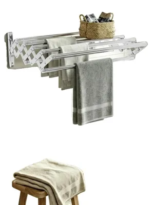 Imagen del producto de Secadora de ropa de pared, con capacidad de 40 kg, 7 barras de secado, longitud extensible de 80 a 201 cm, fabricada en acero inoxidable, diseño plegable