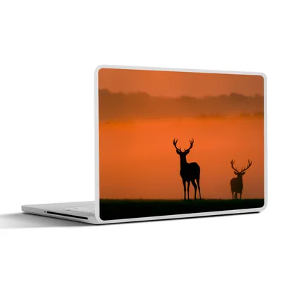 Produktbild von MuchoWow® Laptop Aufkleber Sticker Cover Hirsch - Silhouette - Sonnenaufgang 30x22 cm - Laptop-Sticker