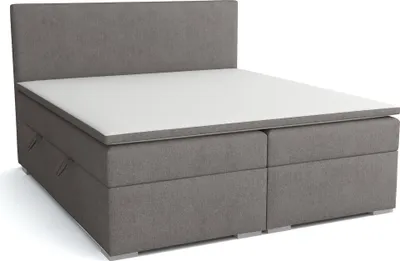 Produktbild von FEDVE Boxspringbett Schlafzimmerbett KANTON mit 2 Bettkästen, Doppelbett mit Bonell-Matratze und Topper 180x200 cm Grau (Lux 06)