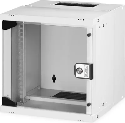 Produktbild von DIGITUS Netzwerk-Schrank 10-Zoll - 6HE - Wandmontage - unmontiert - HxBxT 324x316x298mm - Traglast 30kg - Nutztiefe 254mm - IP20 Schutzklasse - SOHO
