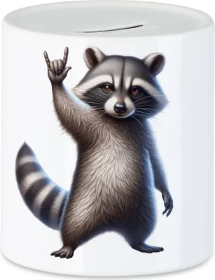 Produktbild von Waschbär Rocker Spardose Lustig Cool Tier Humor Frech