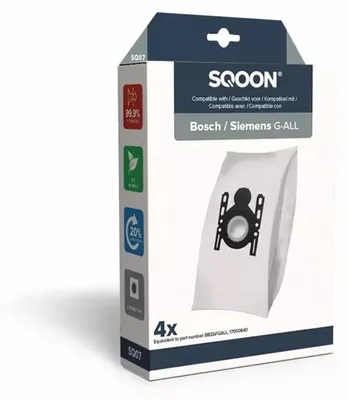 Produktbild von SQOON Staubsaugerbeutel 4 Stück Geeignet für Bosch/Siemens Modelle Ersatz für Modelle 577549/00577549 / BBZ51FGALL, Hochwertige Filterbeutel, Langlebig & Passgenau