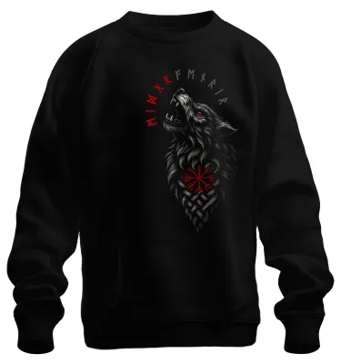 Produktbild von Wikinger Vegvisir Wolfsrune keltischer Knoten nordisch Sweatshirt Pullover, Schwarz, XL