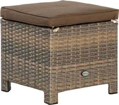 Produktbild von Merxx Gartenhocker "Salerno" inkl. Kissen - Stahlgestell mit Kunststoffgeflecht natur - 28436-258