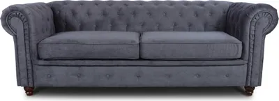 Produktbild von Sofa Chesterfield Asti 3-Sitzer, Couchgarnitur 3-er, Sofagarnitur, Couch mit Holzfüße, Polstersofa - Glamour Design (Graphit (Capri 16))