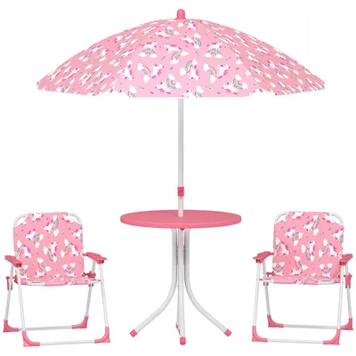 Produktbild von Picknickset fš¹r Kinder mit Tisch und Stš¹hlen sowie rosa Sonnenschirm