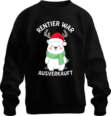 Zdjęcie produktu dla Renifer został wyprzedany Polar Bear Antlers Christmas Gift Uni Sweatshirt Pullover, Czarny, S
