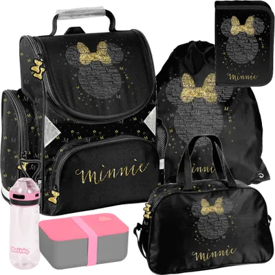 Produktbild von Schulrucksack Mädchen Jungen Motiv MINIE 6 T Set Rucksack, Federmäppchen, Tasche, Trinkflasche, Frühstückstasche, Schulranzen Mega-Set Paso