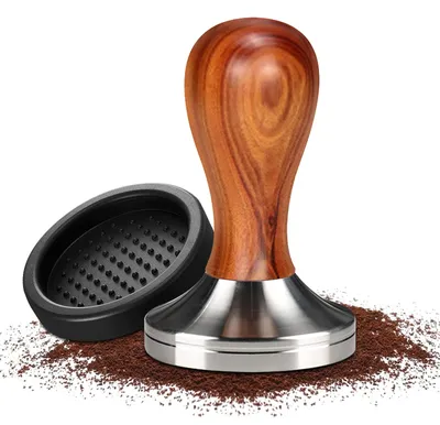 Kaffeestampfer 51 mm, Edelstahl, mit Tampermatte, Barista-Set