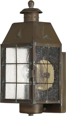 Produktbild von Außenwandlampe Echt-Messing Glas E27 IP44 H: 34,2 cm in Messing Antik Maritim Außenwandleuchte