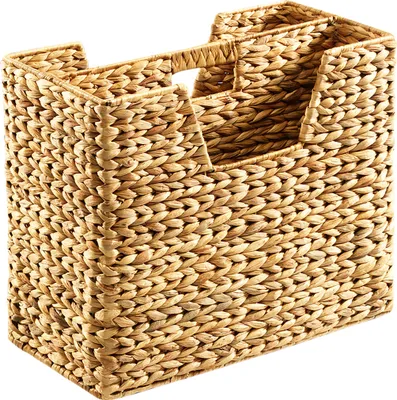 Zdjęcie produktu dla Kobolo stojak na czasopisma kolekcjoner czasopism kosz na czasopisma naturalny wykonany z hiacyntu wodnego 2 przegrody - uchwyt na listy kolekcjoner półka na broszury dekoracja