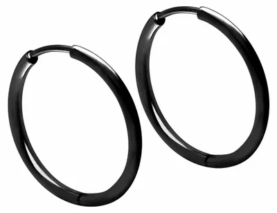 Produktbild von Chirurgenstahl Ohrclicker Creolen Schwarz Innendurchmesser: 16mm + Designstärke: 1,6 mm (0,8 mm Stabstärke)mm